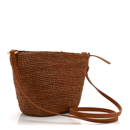 Loewe Calfskin Raffia Paulas Ibiza Pochette Bag Honey Gold 3 of 10