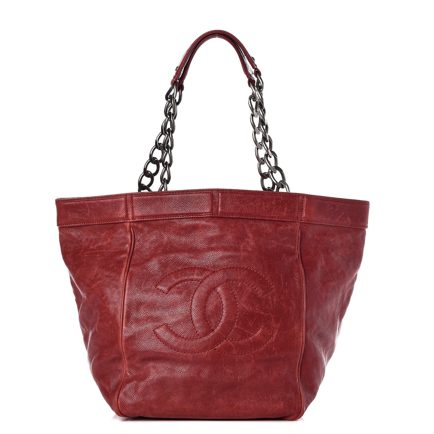 Chanel Distressed Caviar Outdoor Ligne Tote Red 1 of 8