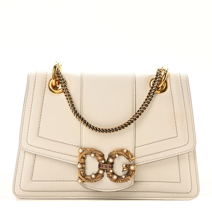 Dolce & Gabbana DOLCE GABBANA Smooth Calfskin Small DG Amore Envelope Bag White 1 of 10