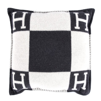 Hermes Wool Cashmere Avalon Pillow PM Ecru Gris Fonce 1 of 3