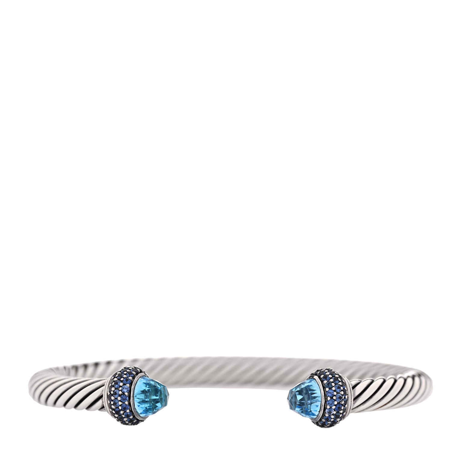 David Yurman Sterling Silver Blue Topaz Blue Sapphire 5mm Cable Candy Bracelet 1 of 4