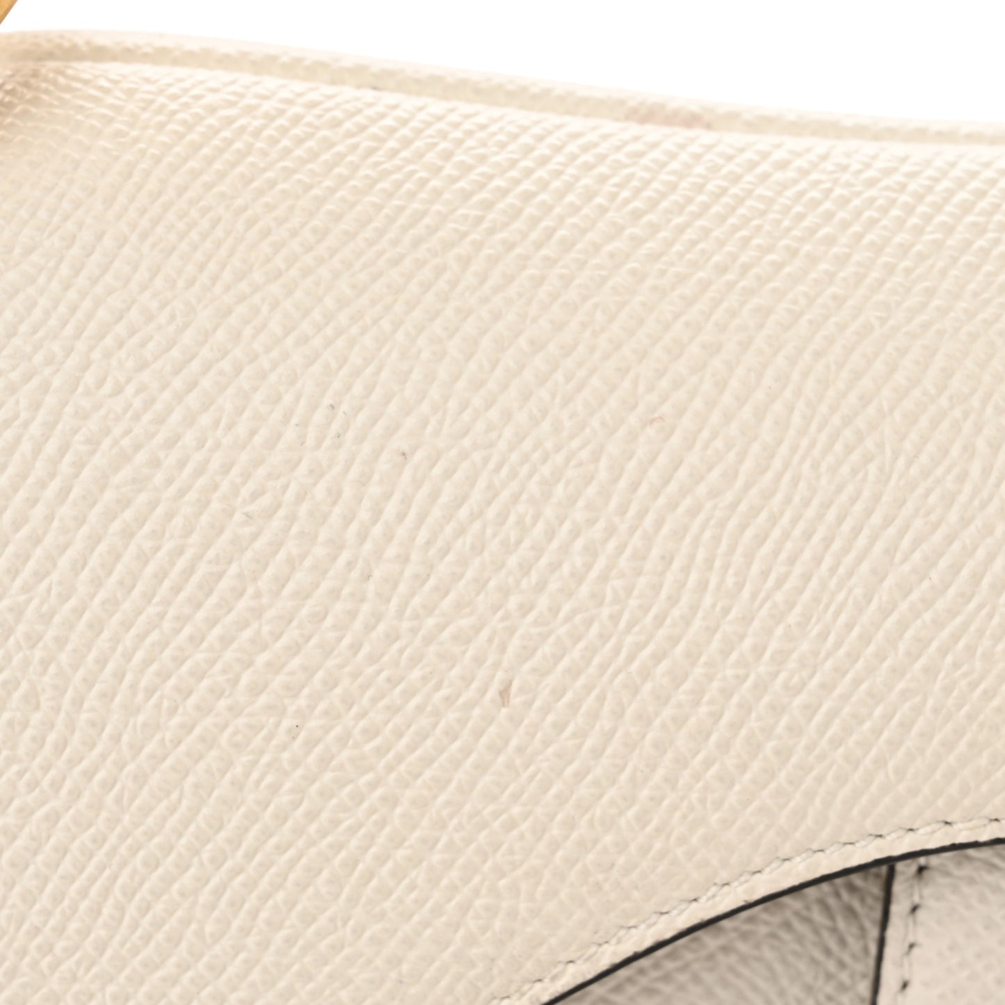 Grained Calfskin Mini Saddle Bag White