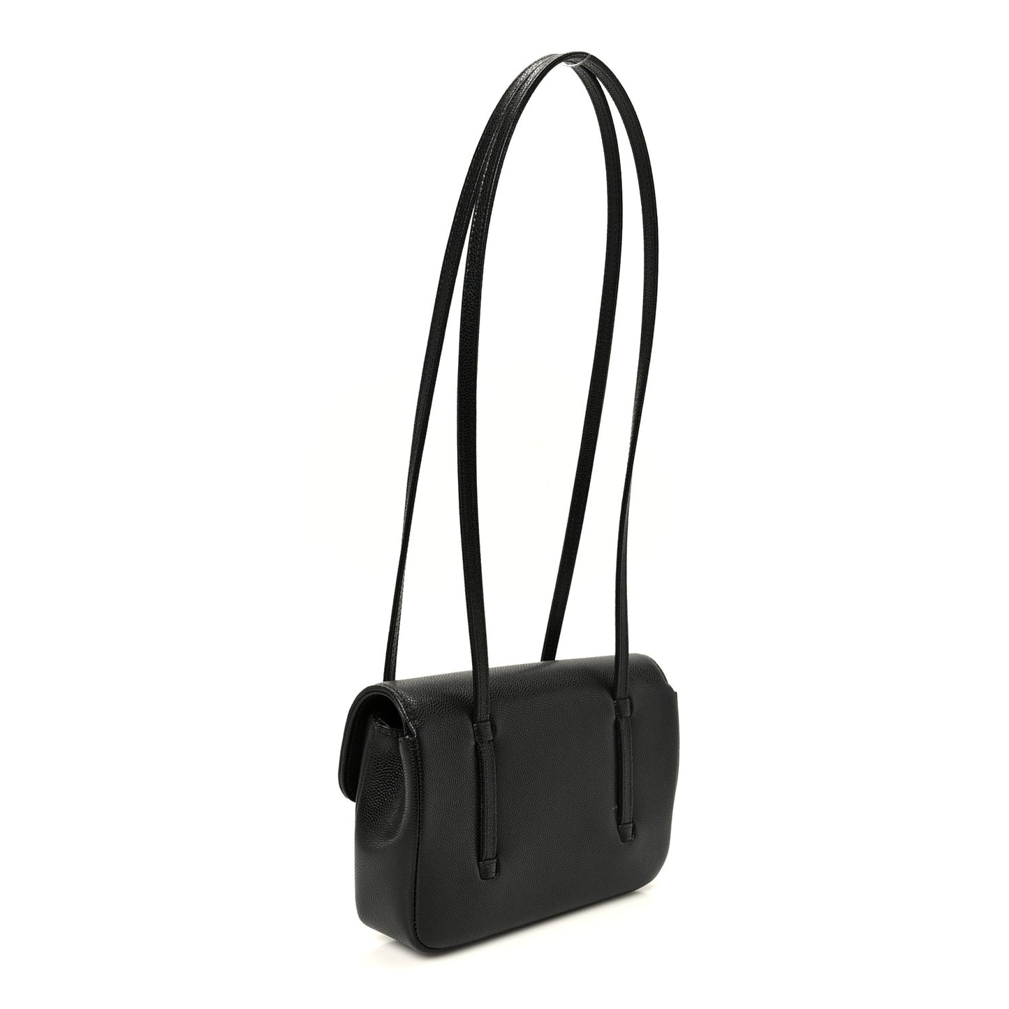 Shiny Caviar Mini Preppy Coco Shoulder Bag Black