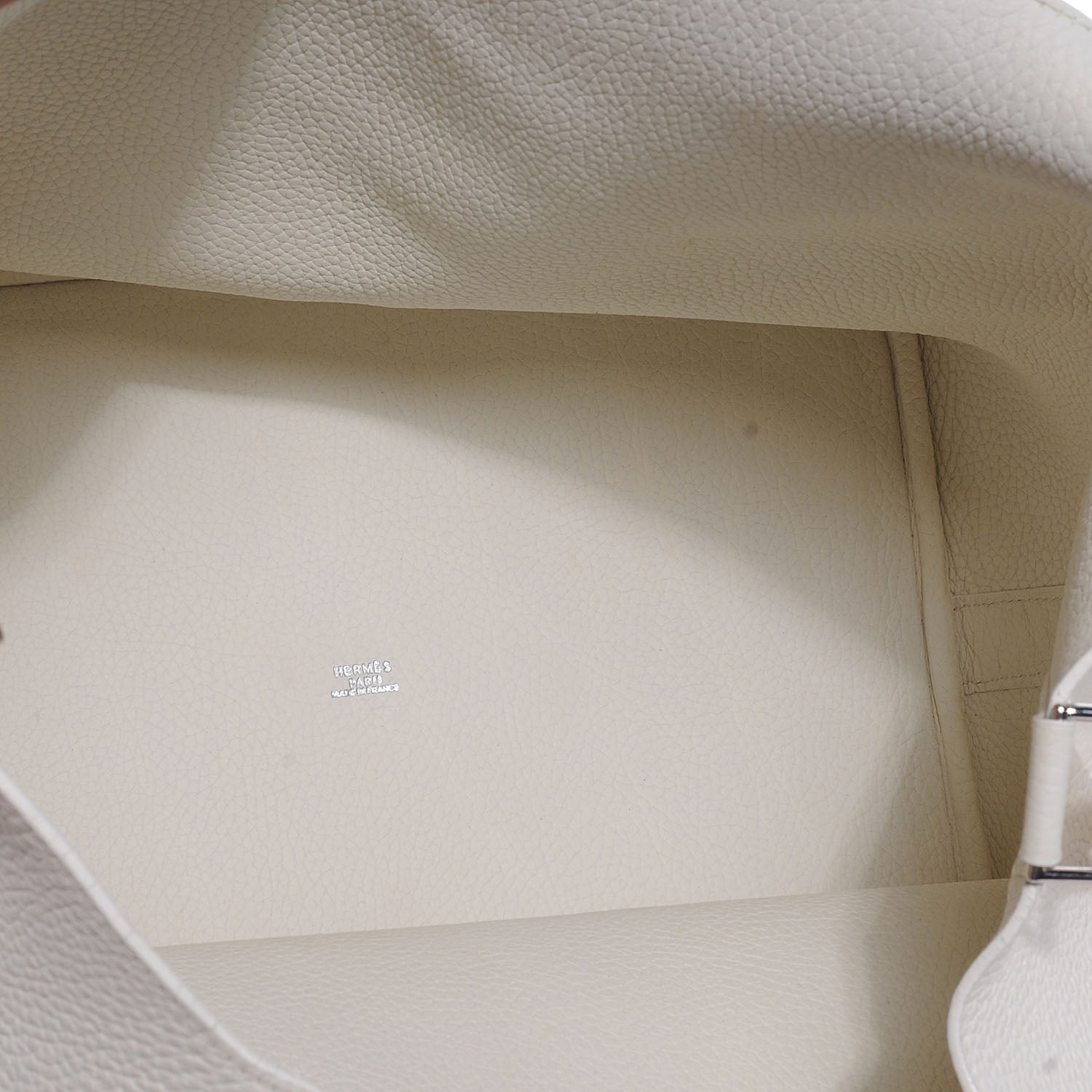 Hermes Taurillon Clemence Picotin TGM White Orange 6 of 8