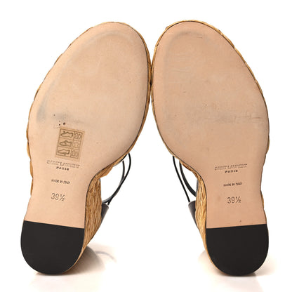 Saint Laurent Calfskin Cassandra Espadrille 105 Wedges 39.5 Chocolate 5 of 9