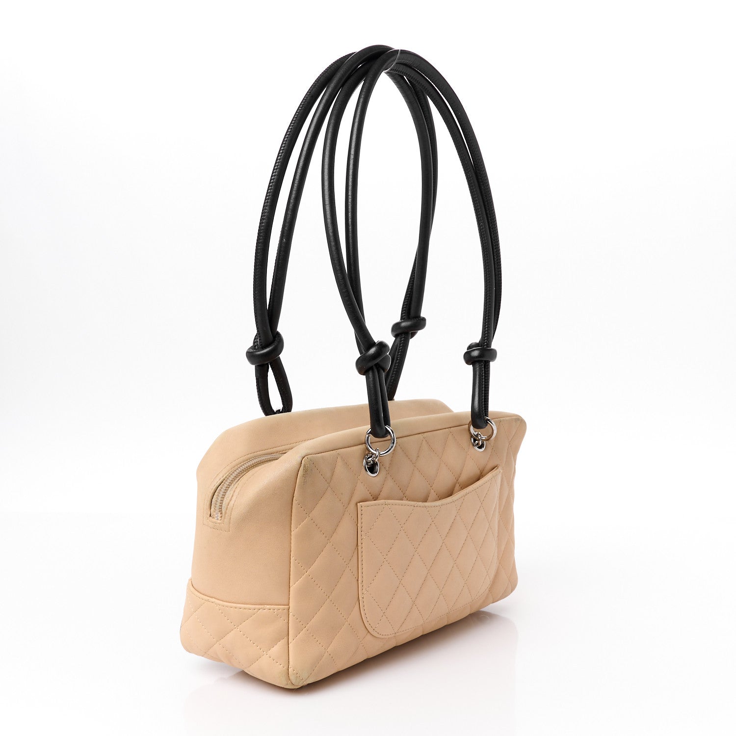 Chanel Calfskin Quilted Large Cambon Bowler Beige Black 3 of 15