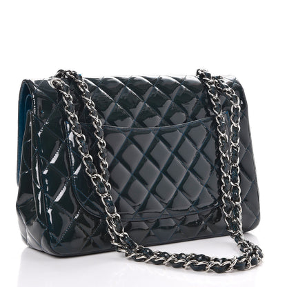 Chanel Patent Quilted Jumbo Double Flap Blue 4 of 18