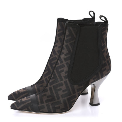 Fendi Mesh Tulle FF Colibri 85mm Ankle Booties 37.5 Tobacco Moro Black 3 of 8