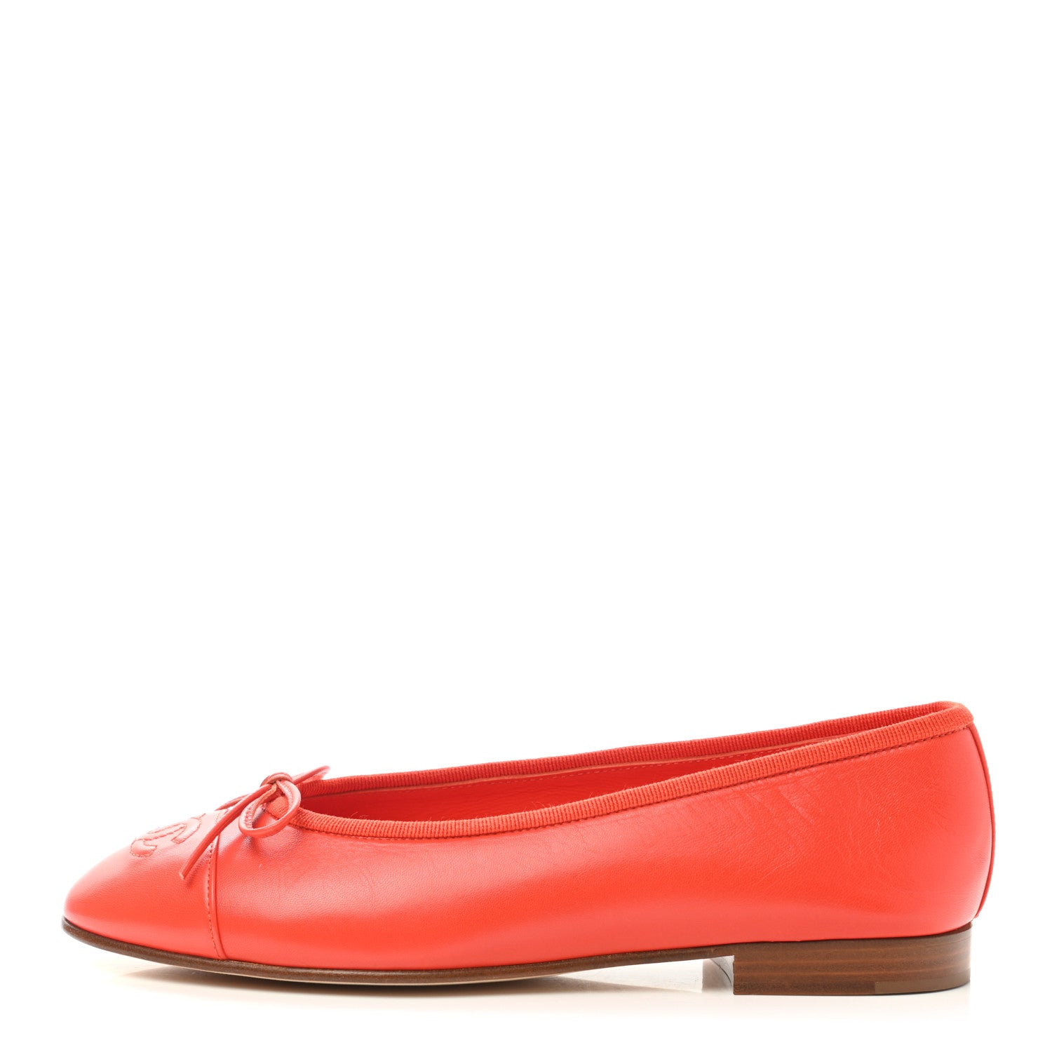 Chanel Lambskin Cap Toe Ballerina Flats 36 Coral 1 of 9