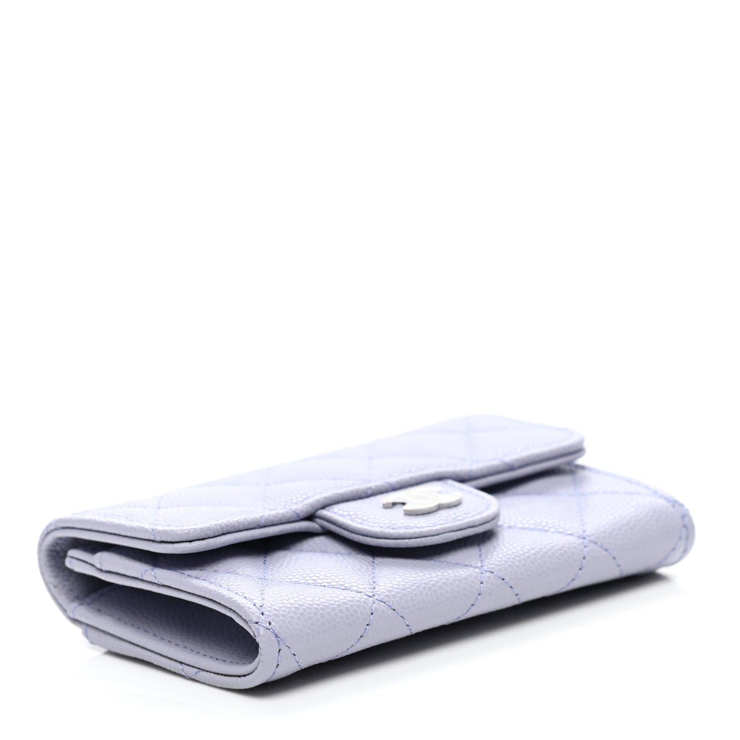 Caviar Quilted Flap Card Holder Wallet Light Purple