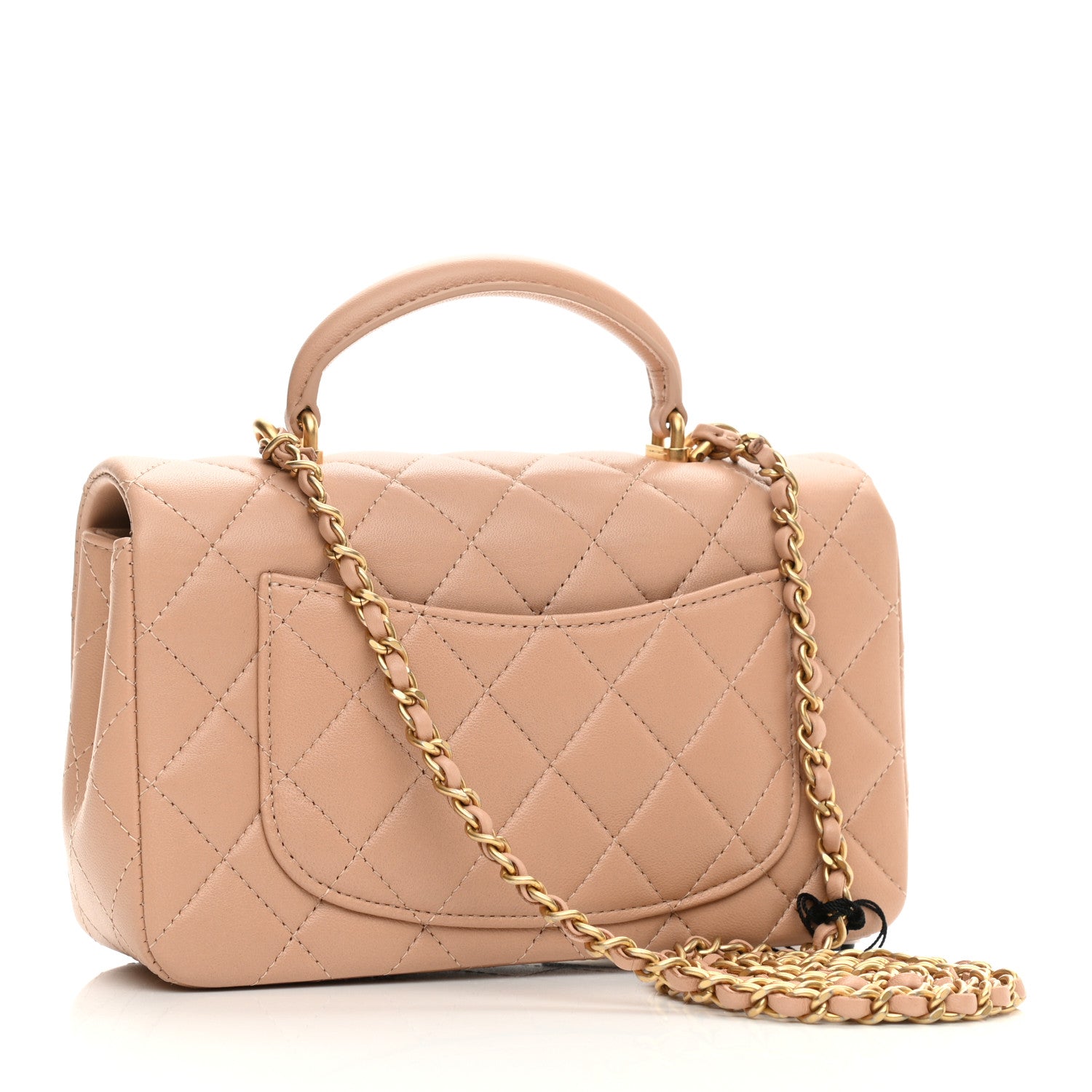 Chanel Lambskin Quilted Mini Top Handle Rectangular Flap Beige 3 of 10