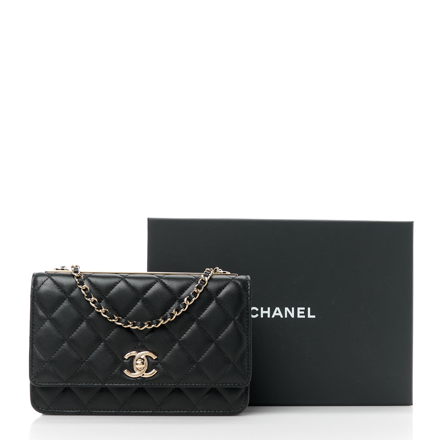 Chanel Lambskin Quilted Trendy CC Wallet On Chain WOC Black 14 of 14