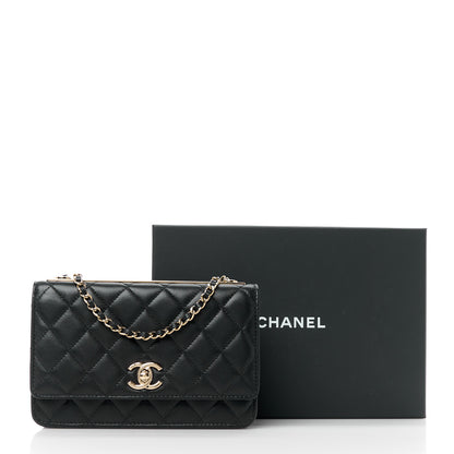 Chanel Lambskin Quilted Trendy CC Wallet On Chain WOC Black 14 of 14