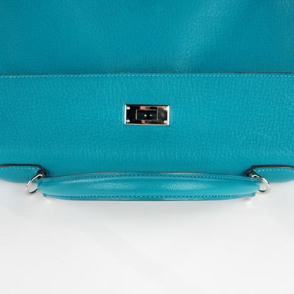 Hermes Chevre Mysore Kelly Retourne 32 Bleu Paon 17 of 23