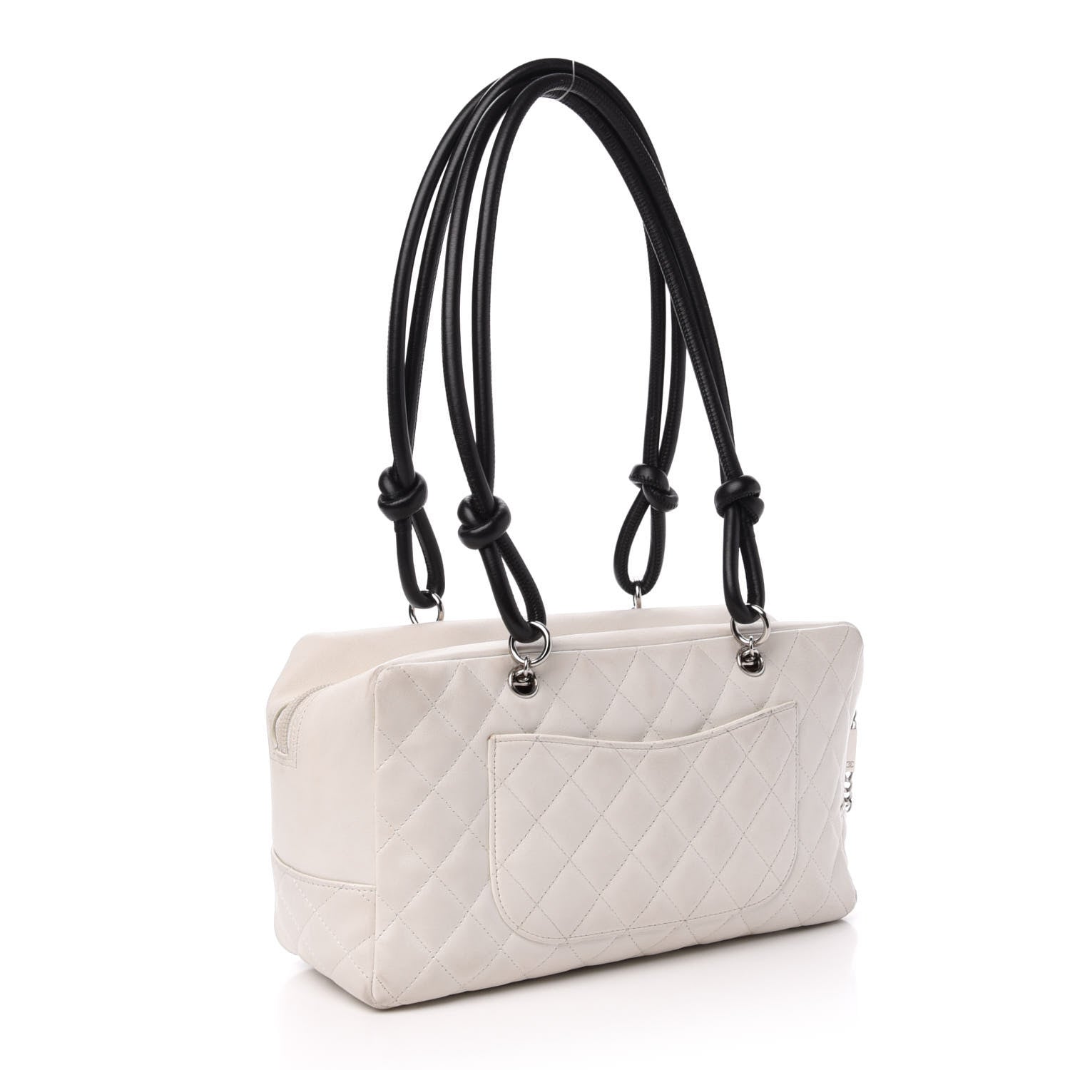 Chanel Calfskin Quilted Large Cambon Bowler White Black 3 of 13