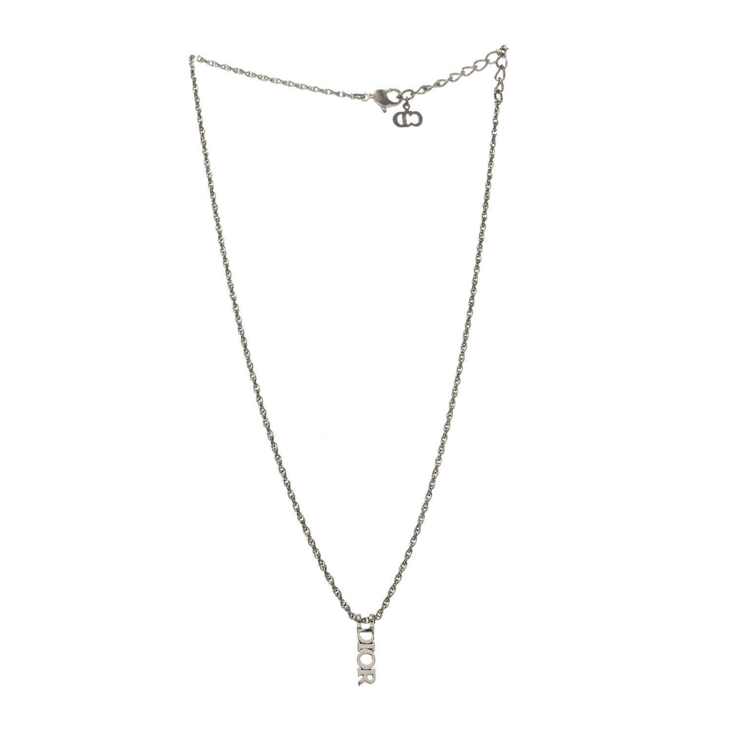Christian Dior Metal Logo Necklace Silver 3 of 4