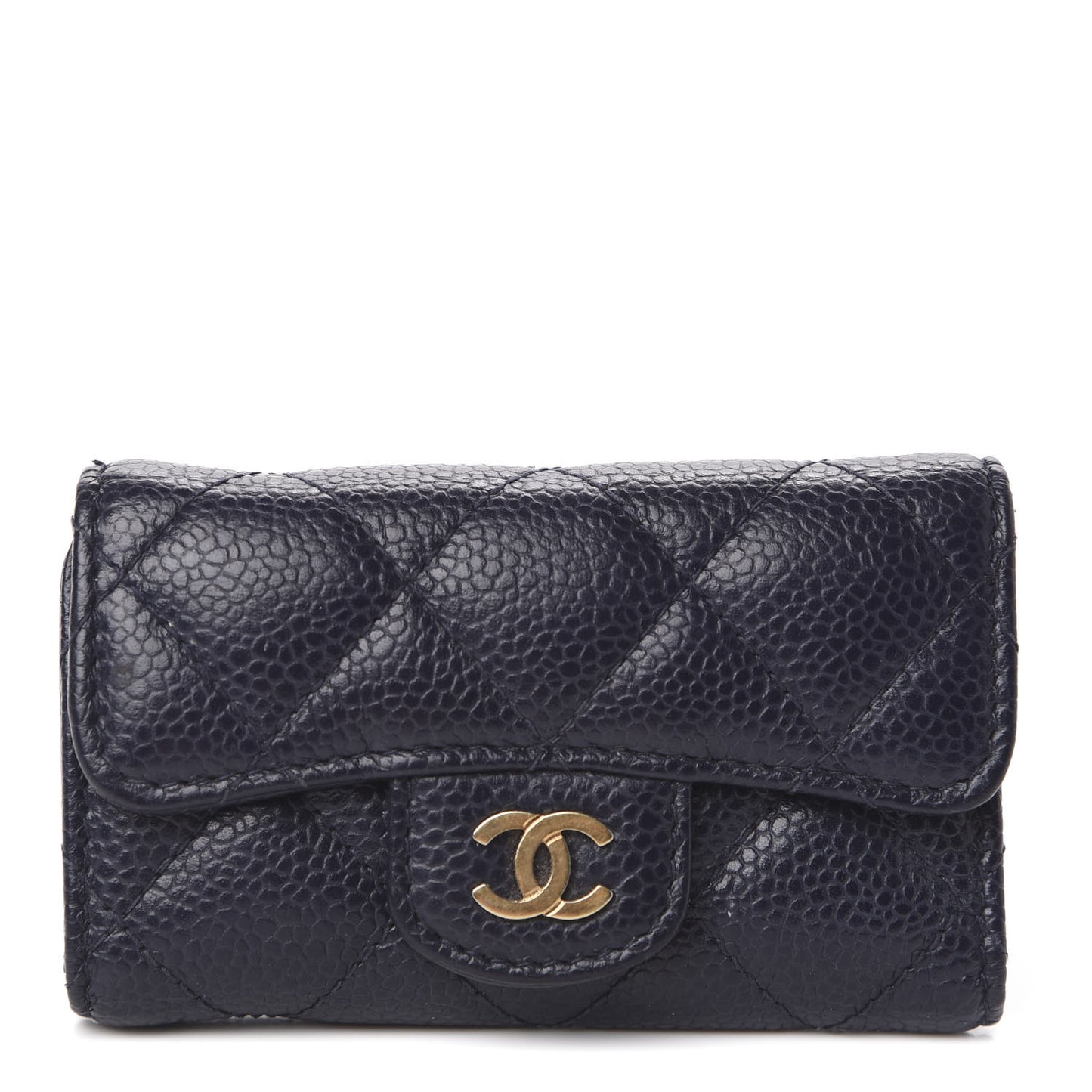 Caviar Quilted 6 Key Holder Blue