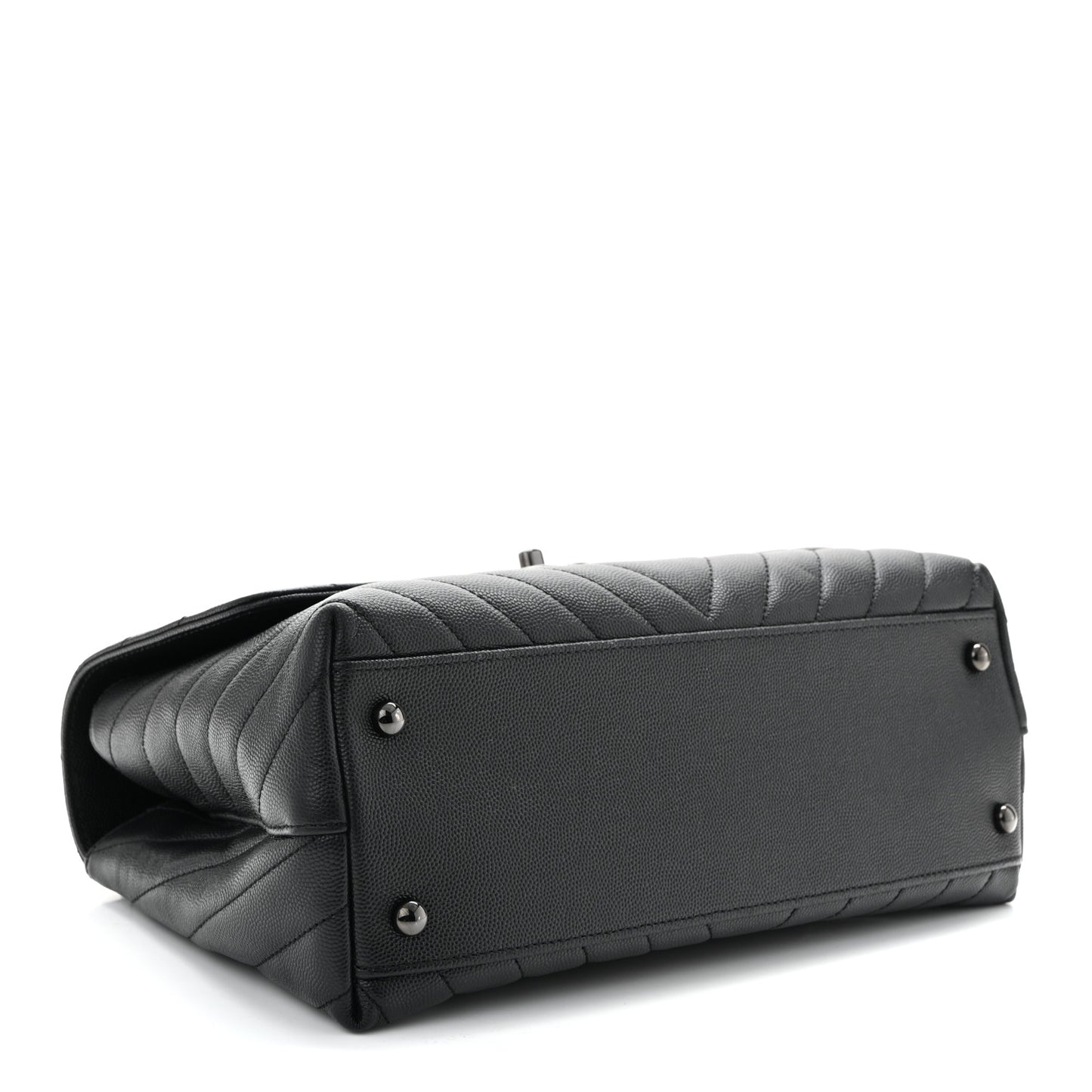 Caviar Chevron Quilted Small Coco Handle Flap So Black
