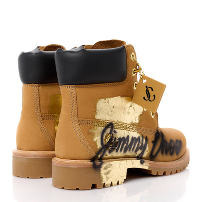 Jimmy Choo X TIMBERLAND Nubuck Graffiti Womens Ankle Boots 9.5 Wheat Gold 4 of 10