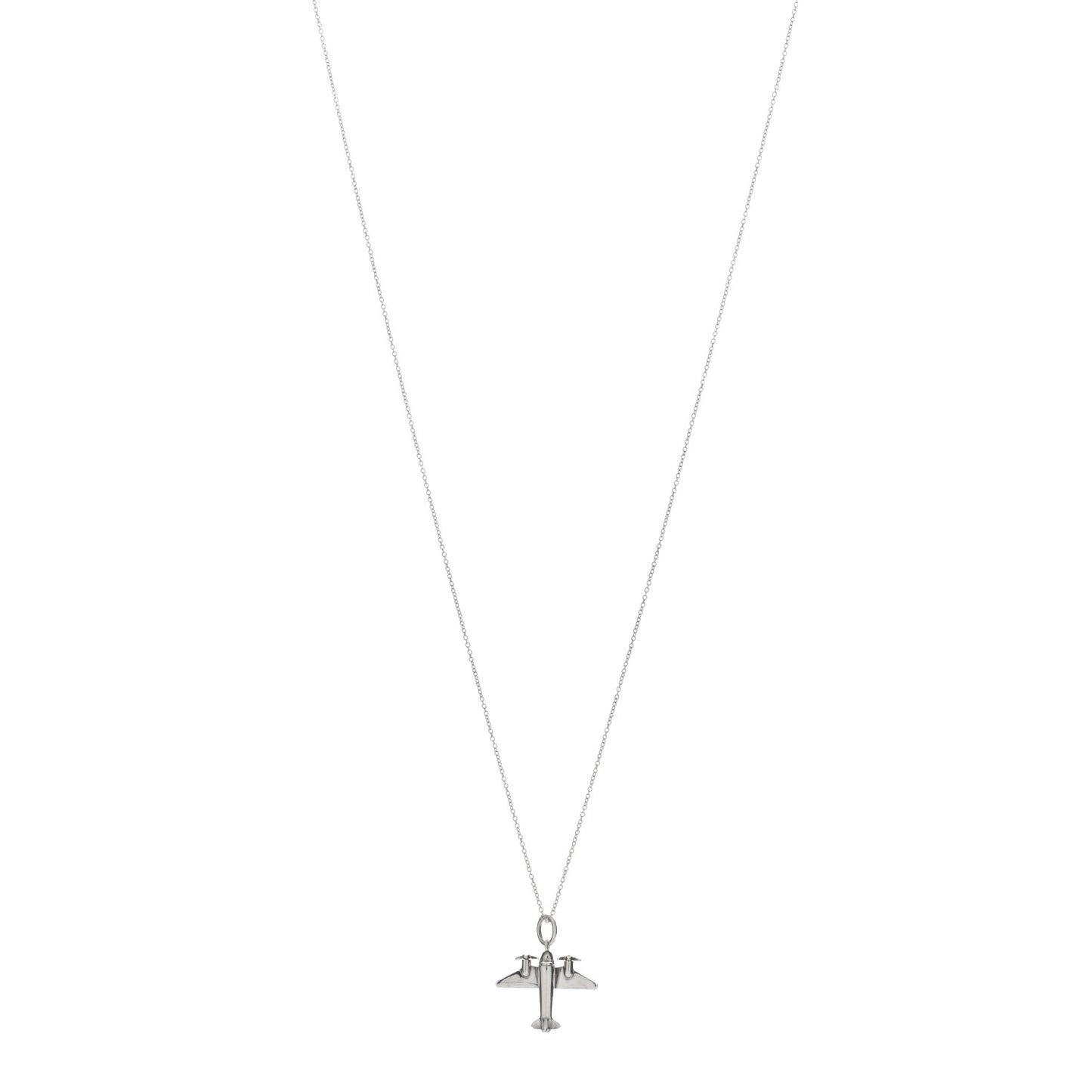 Sterling Silver Airplane Pendant Necklace