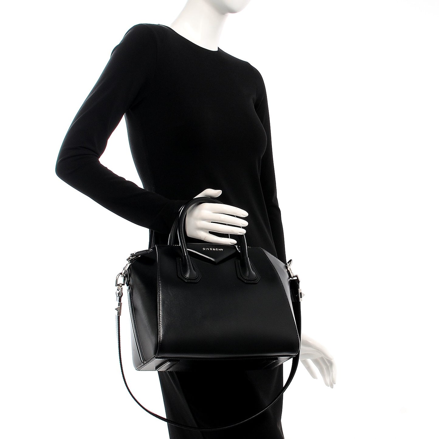 Shiny Lord Calfskin Small Antigona Black