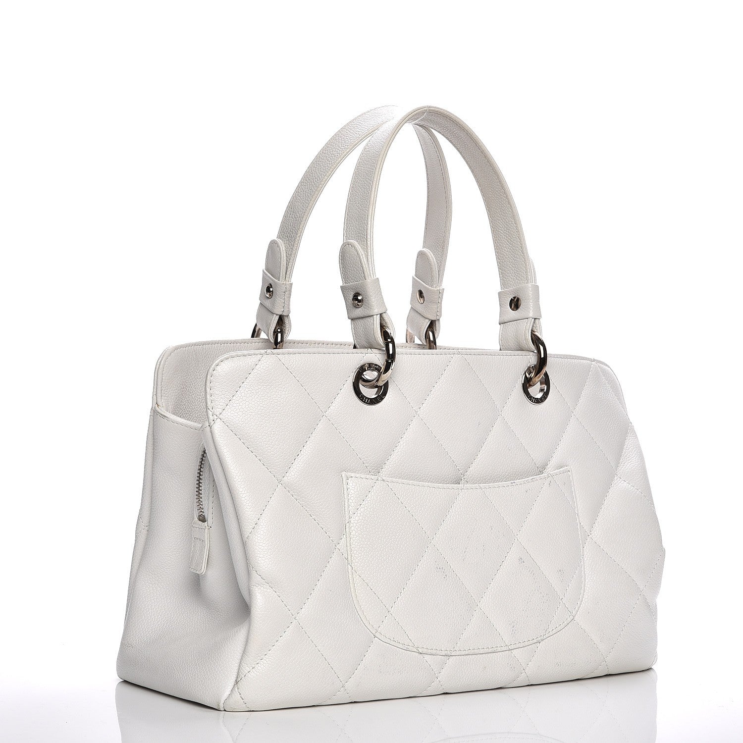 Chanel Soft Caviar Quilted CC Timeless Tote White 3 of 15