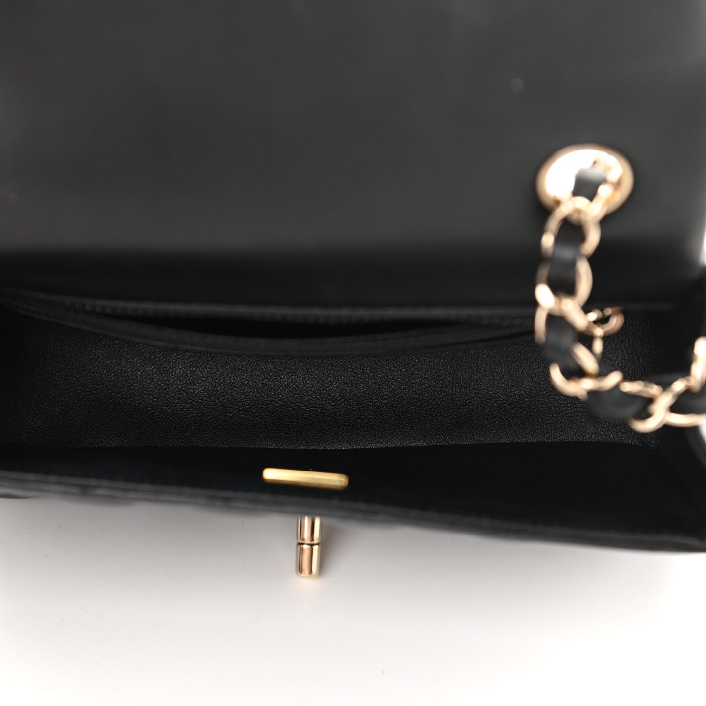 Lambskin Quilted Mini Rectangular Flap Black