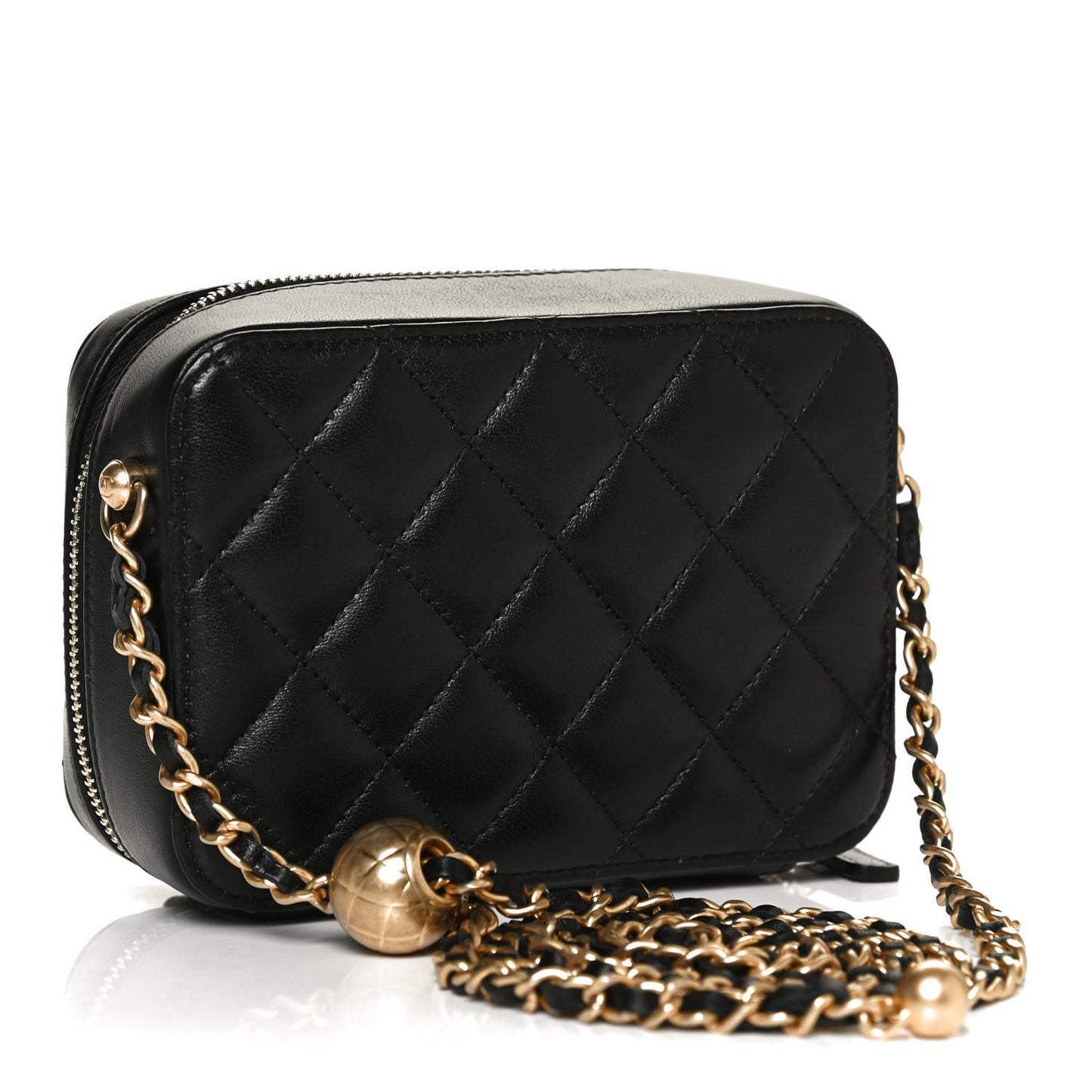 Lambskin Quilted CC Pearl Crush Camera Case Black