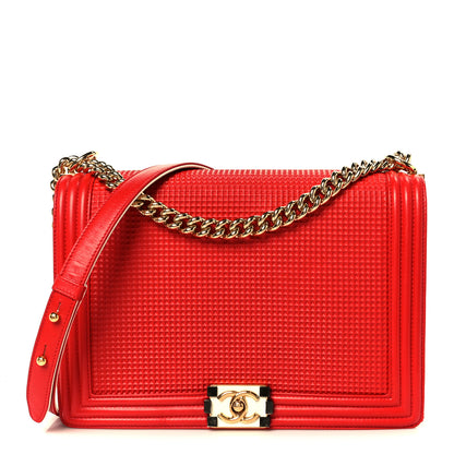 Chanel Lambskin Embossed New Medium Boy Cube Flap Red 1 of 11