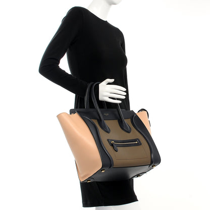 Celine Satin Calfskin Mini Tri-Color Luggage Anthracite 2 of 8