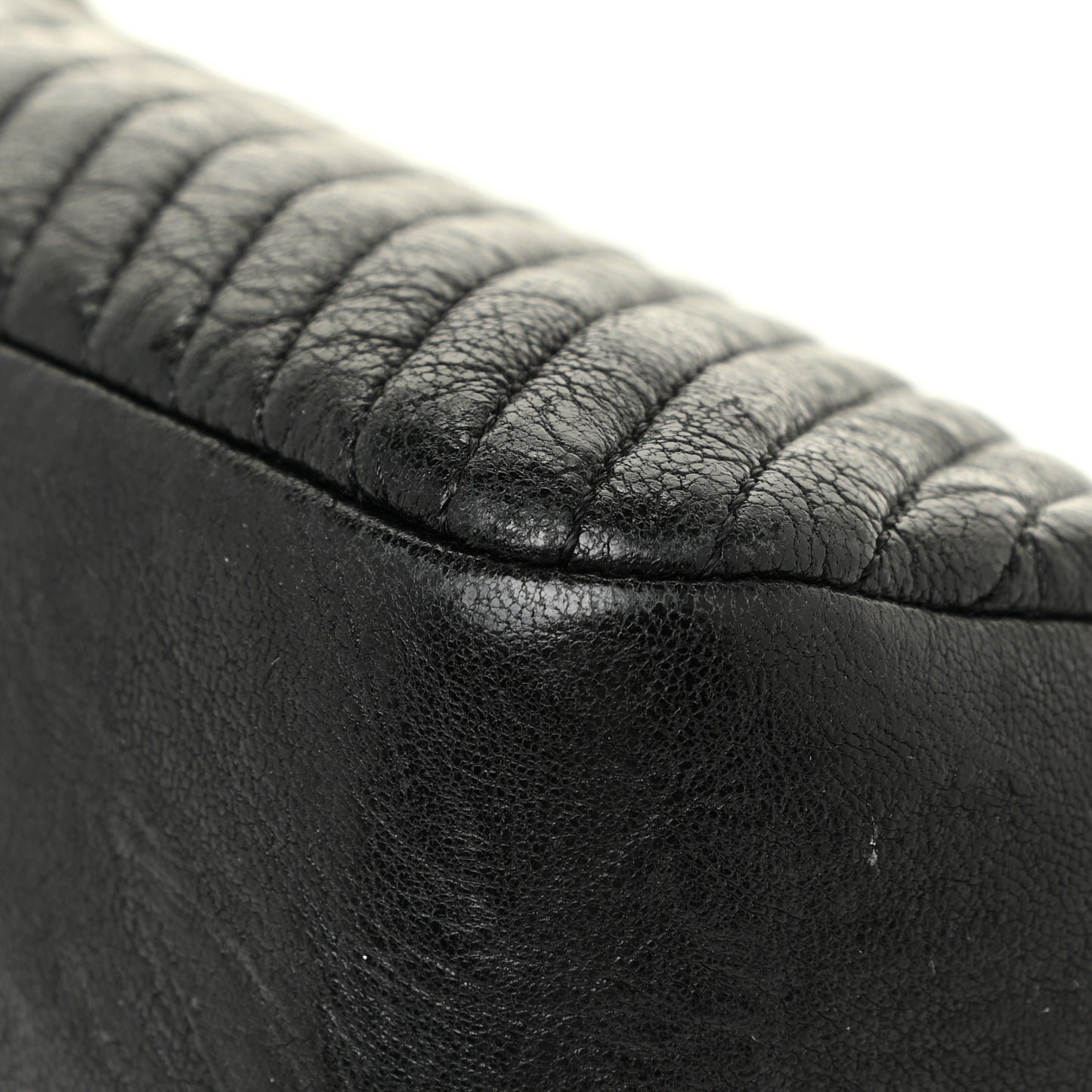 Calfskin Chevron Quilted Small Surpique Flap Black