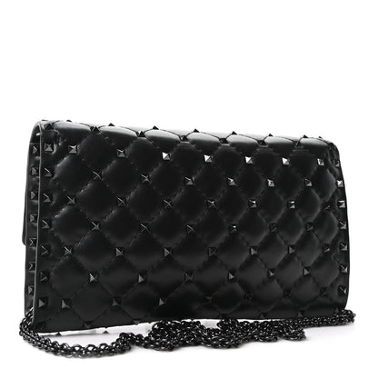 Valentino Garavani Lambskin Rockstud Spike Wallet on Chain Black 3 of 9