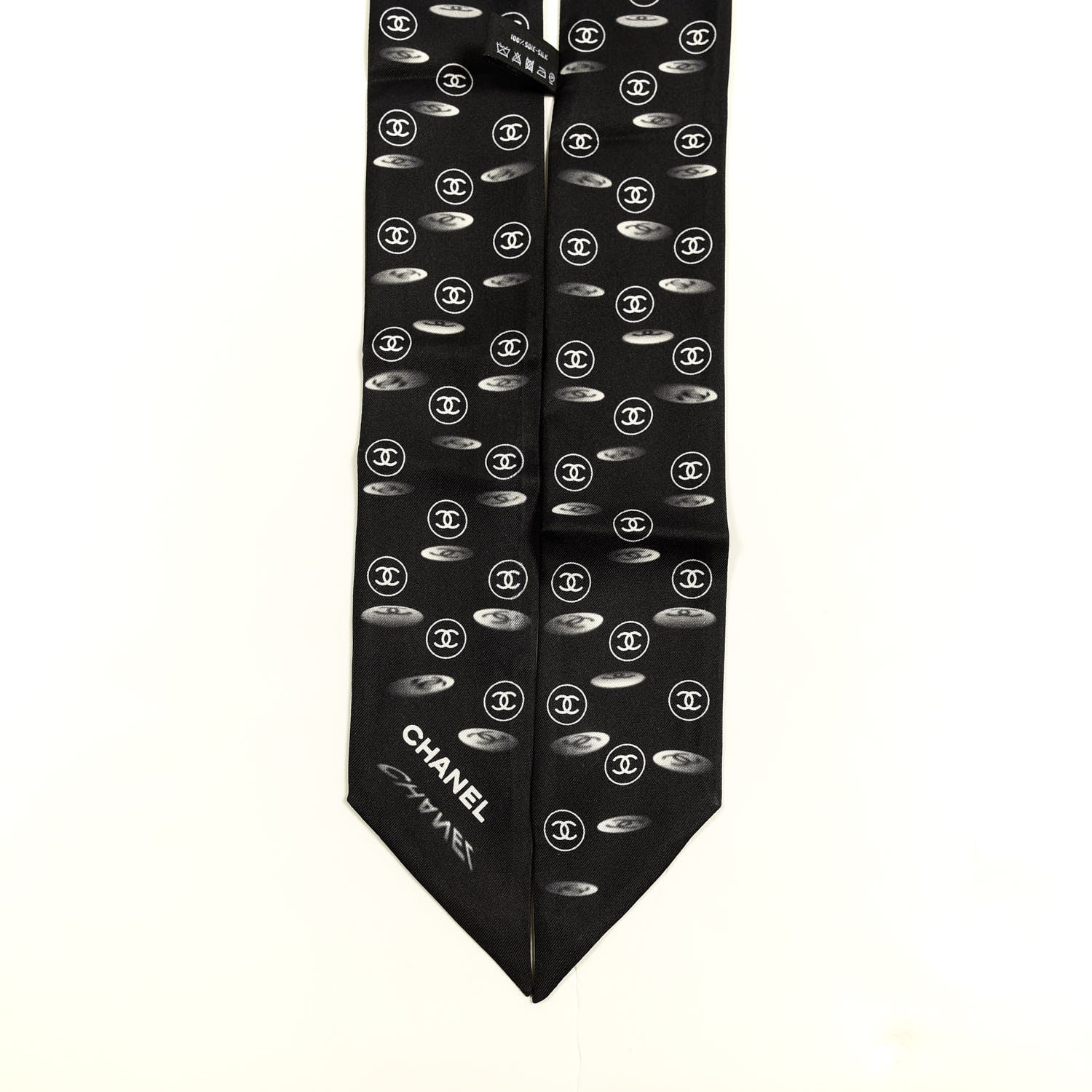 Chanel Silk CC Slim Bandeau Scarf Black 2 of 3