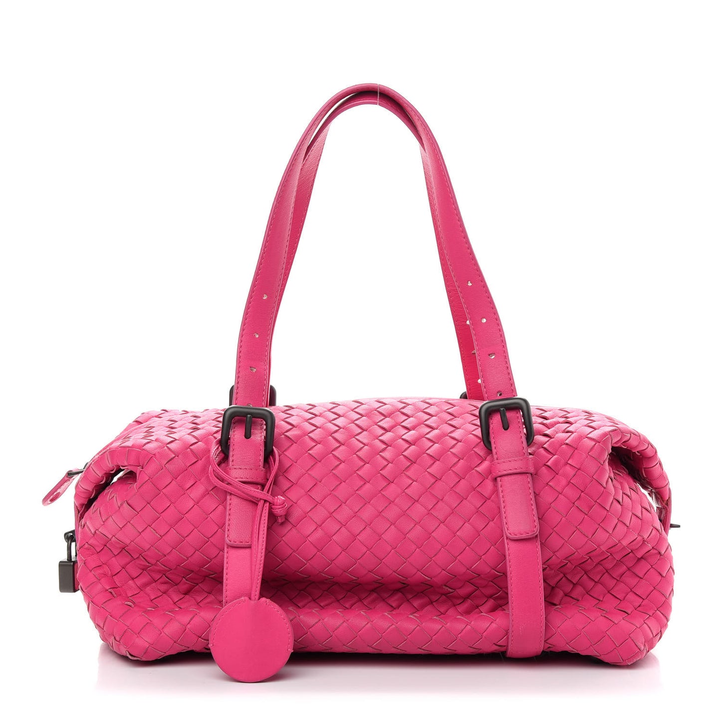 Nappa Intrecciato Montaigne Rings Satchel Fuchsia