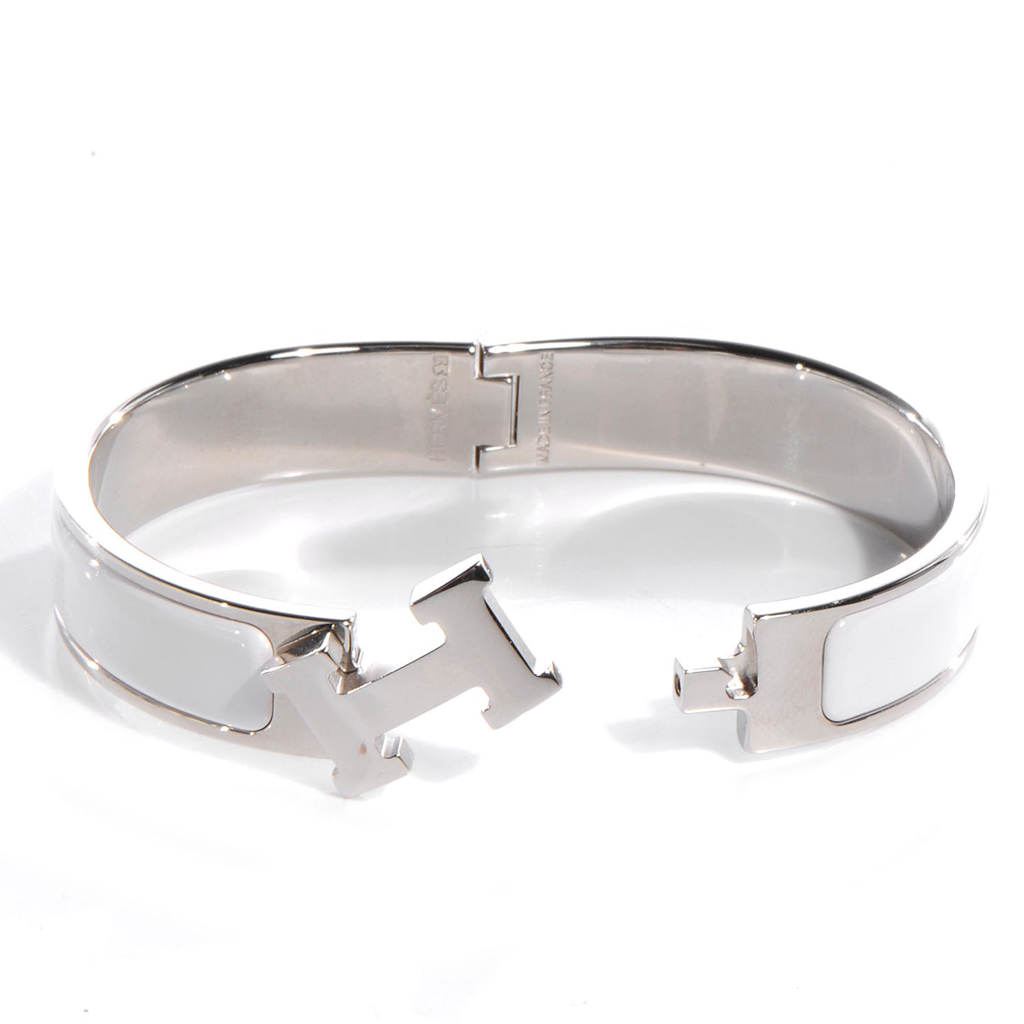 Enamel Narrow Clic Clac H Bracelet PM White