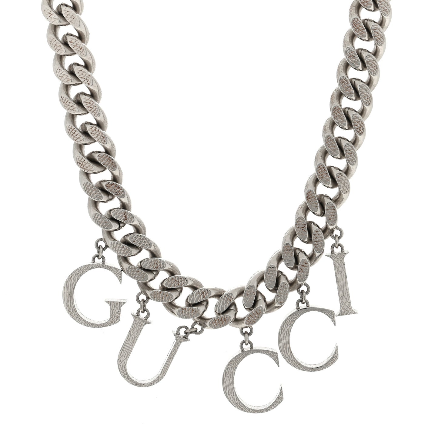 Metal Script Choker Necklace Silver