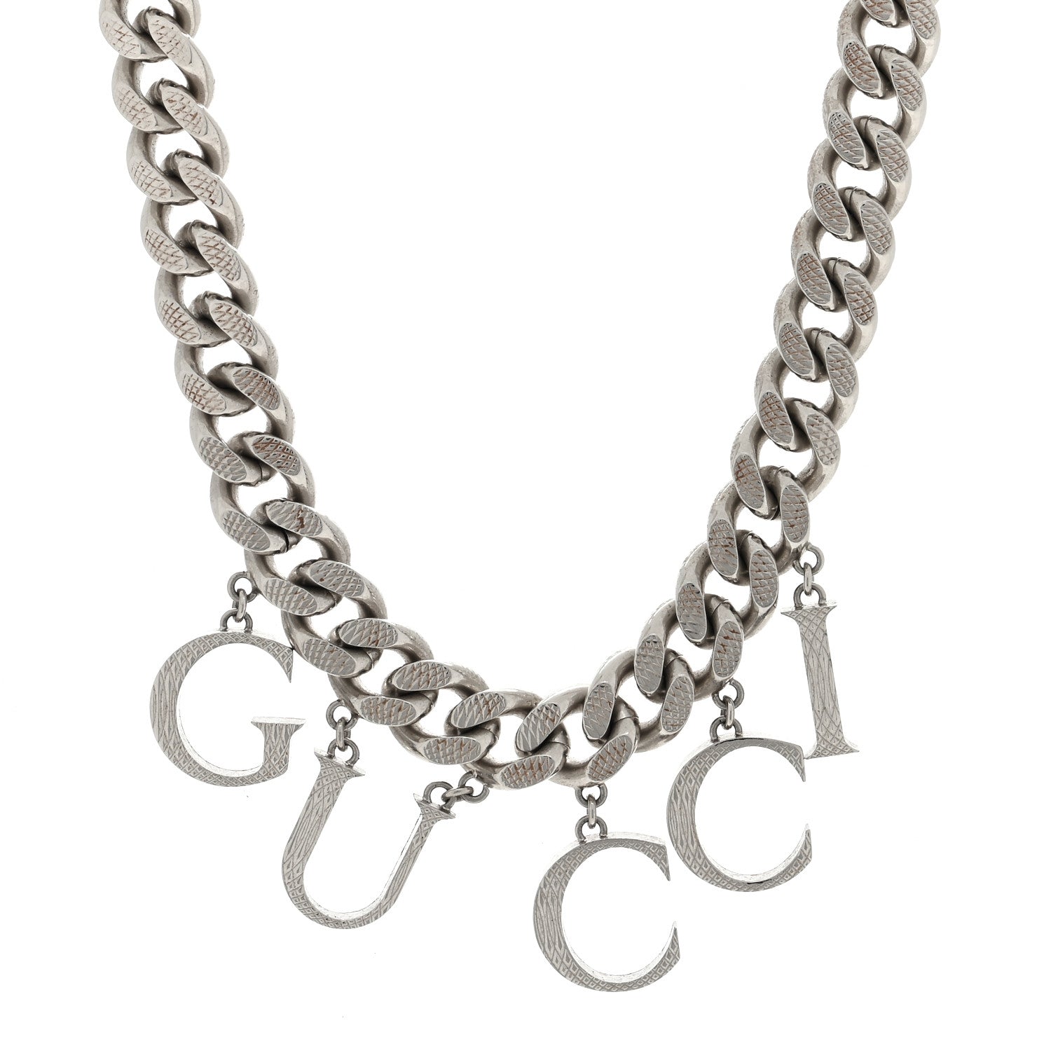 Gucci Metal Script Choker Necklace Silver 1 of 4