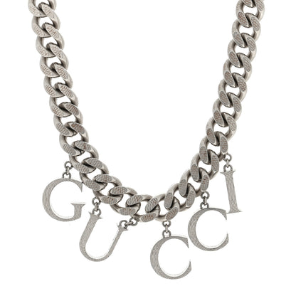 Gucci Metal Script Choker Necklace Silver 1 of 4