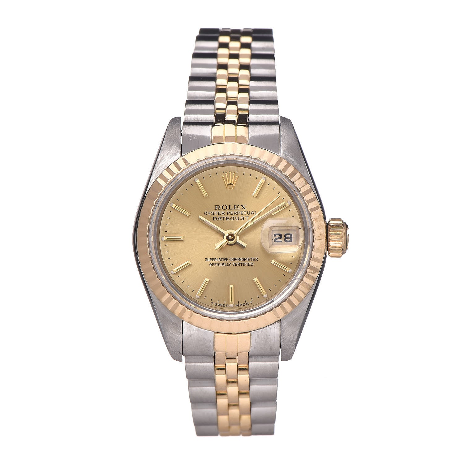 Rolex Stainless Steel 18K Yellow Gold 26mm Oyster Perpetual Datejust Watch Champagne 69173 1 of 6
