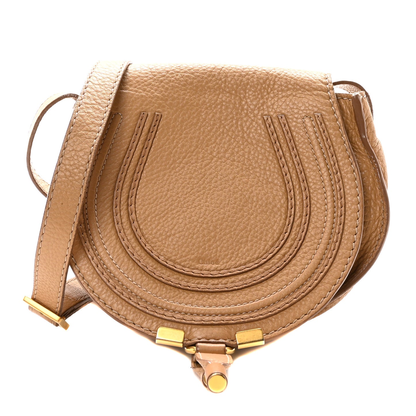 Calfskin Mini Marcie Round Crossbody Bag Nude