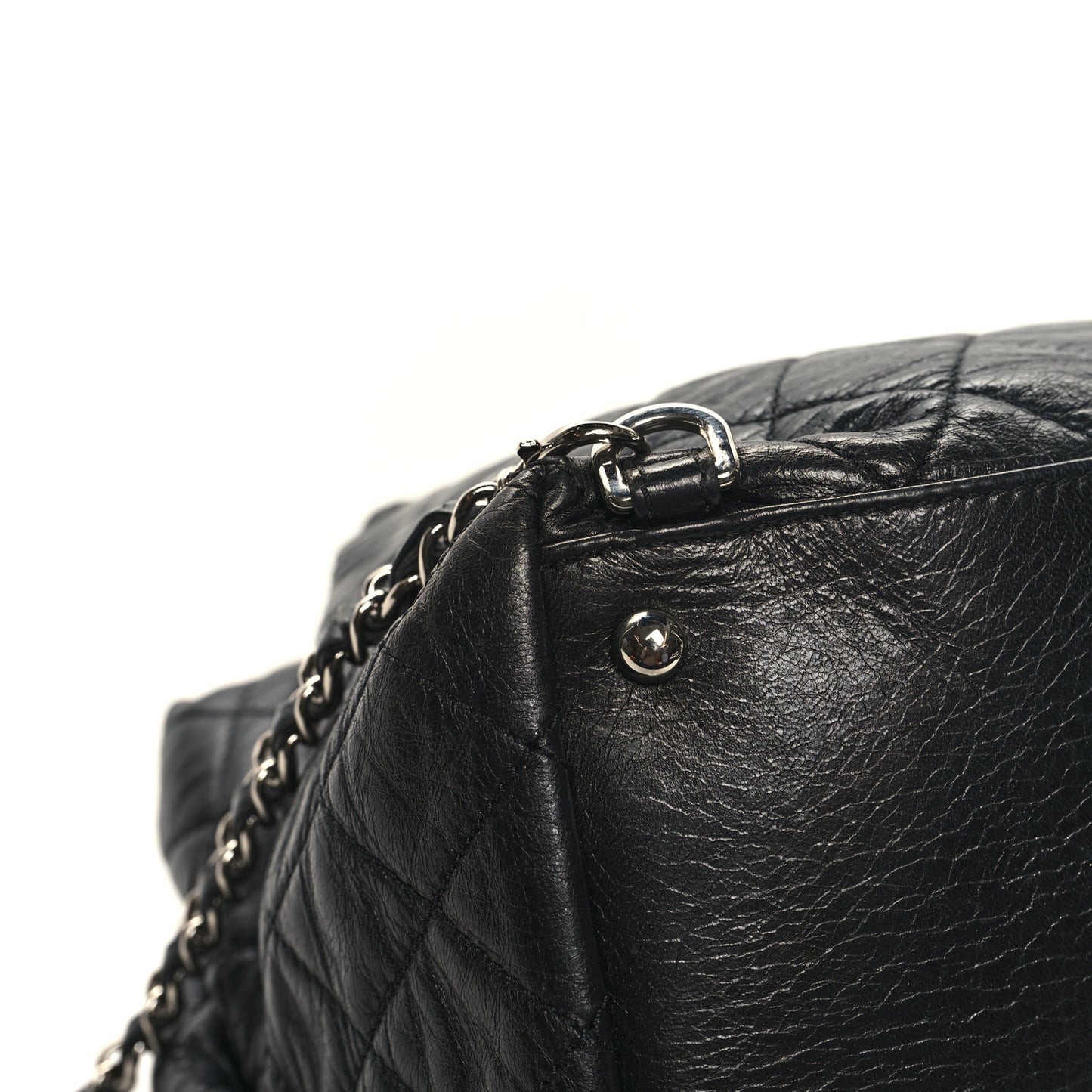Glazed Calfskin Quilted Beijing Backpack Black