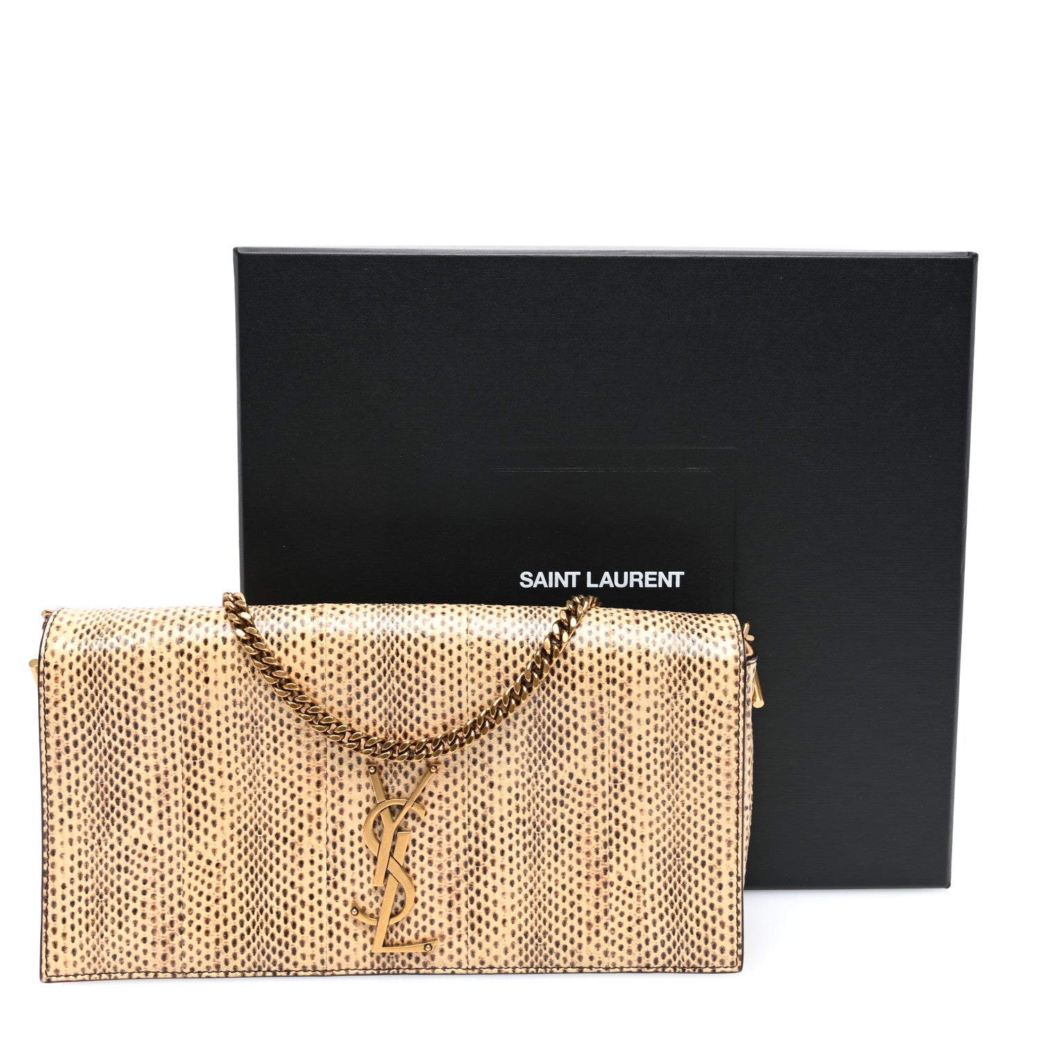 Saint Laurent Calfskin Snakeskin Embossed Monogram Kate 99 Dark Tangerine Brown 10 of 10