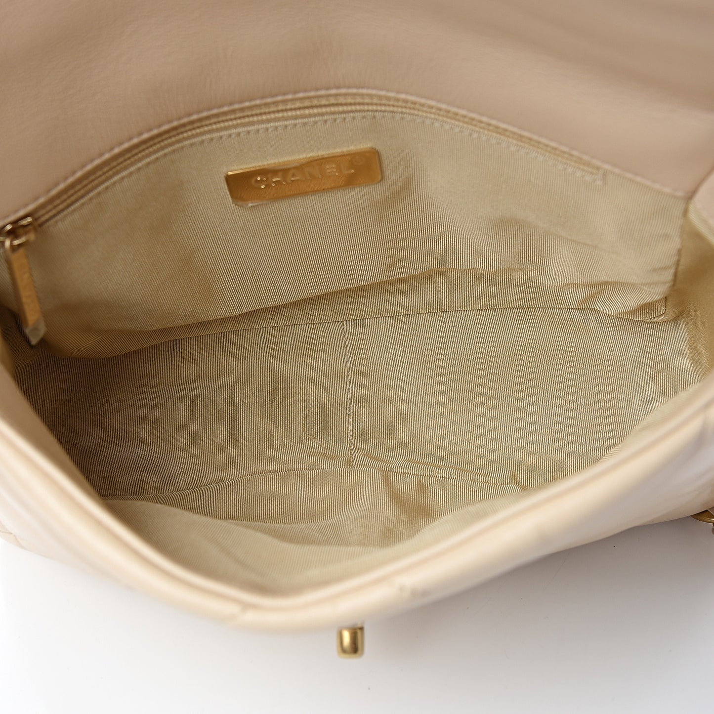 Goatskin Quilted Medium 19 Flap Beige