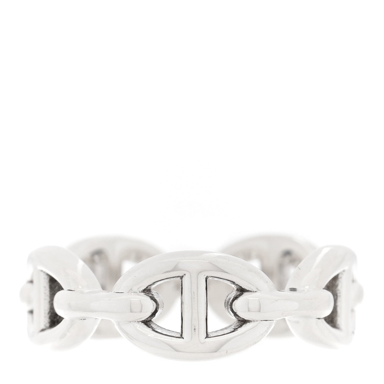 Hermes Sterling Silver PM Chaine d'Ancre Enchainee Band Ring 54 6.75 3 of 6