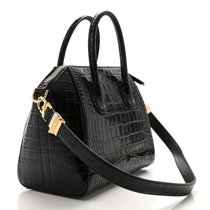 Givenchy Calfskin Crocodile Embossed Small Antigona Black 3 of 10