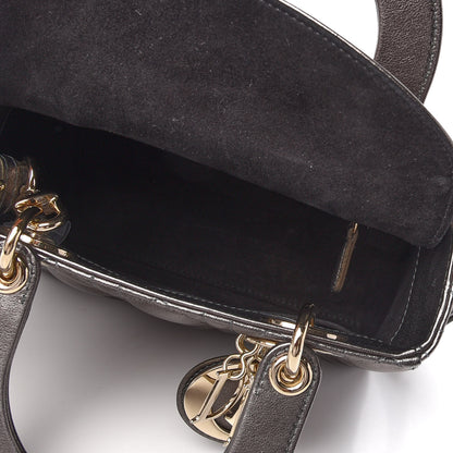 Christian Dior Metallic Grained Calfskin Cannage My ABCDior Lady Dior Gunmetal 5 of 9