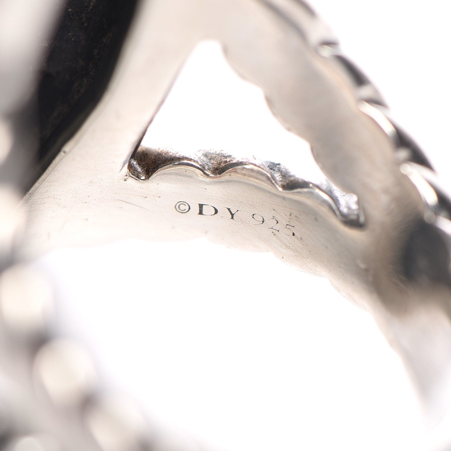 David Yurman Sterling Silver Diamond Cable Coil Ring 58.5 8.75 4 of 4