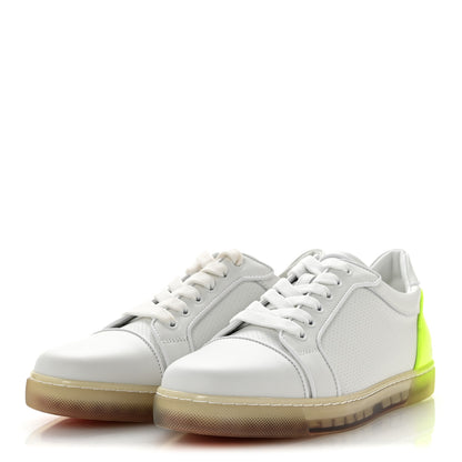 Christian Louboutin Calfskin Perforated Nappa Womens Fun Vieira Orlato Flat Sneakers 39 Bianco Fluo Yellow 4 of 10