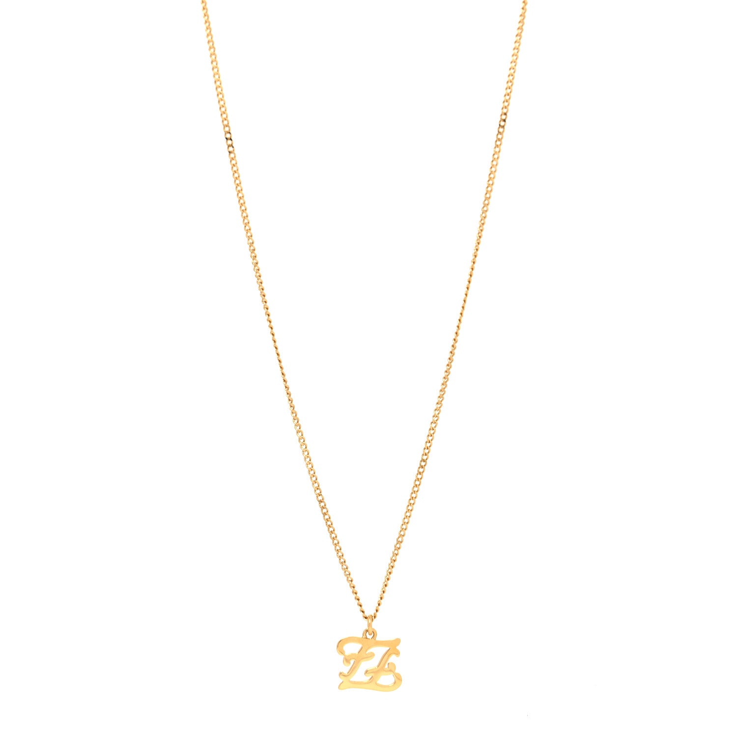 Fendi Metal Karligraphy Necklace Gold 1 of 6