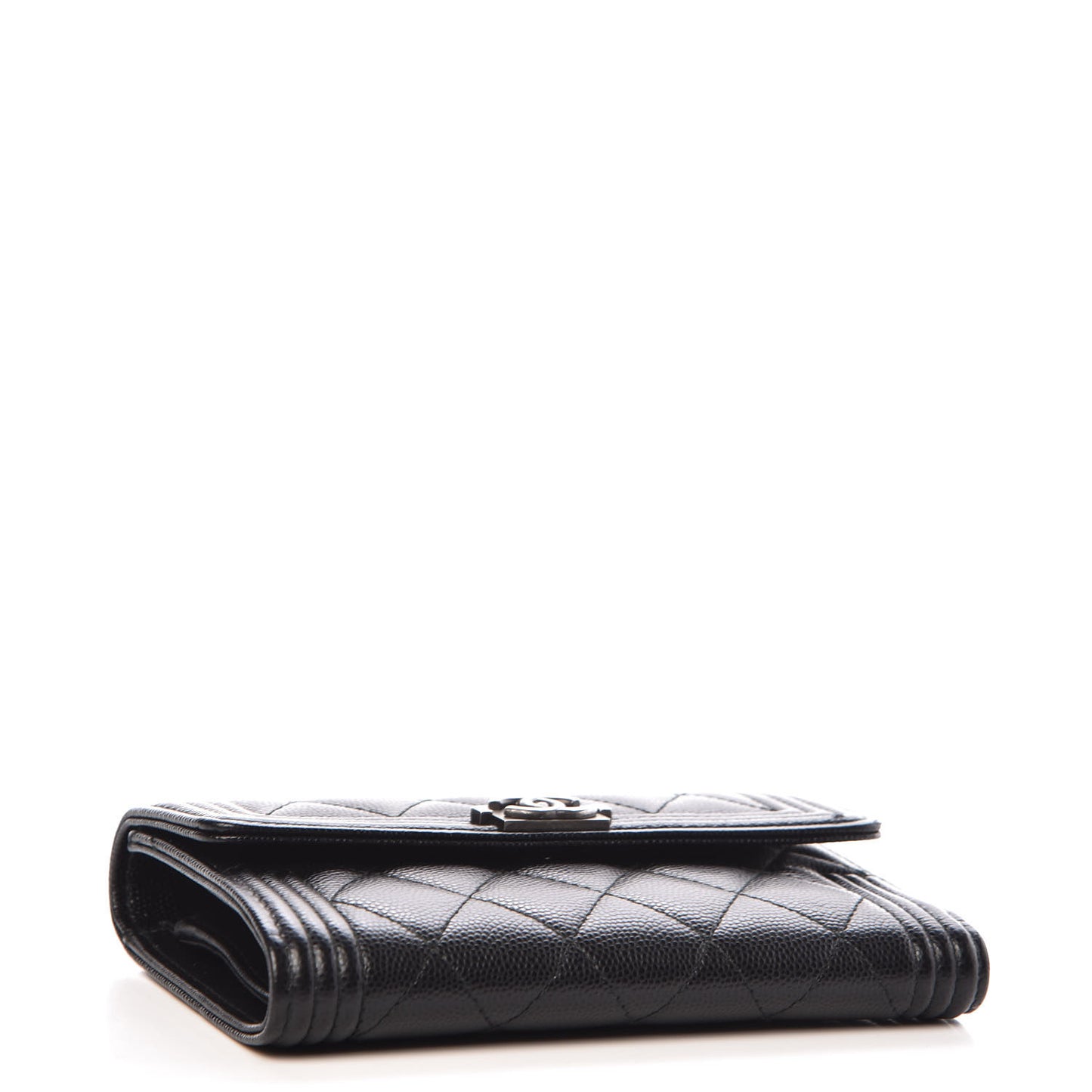 Caviar Quilted Medium Boy Flap Wallet Black